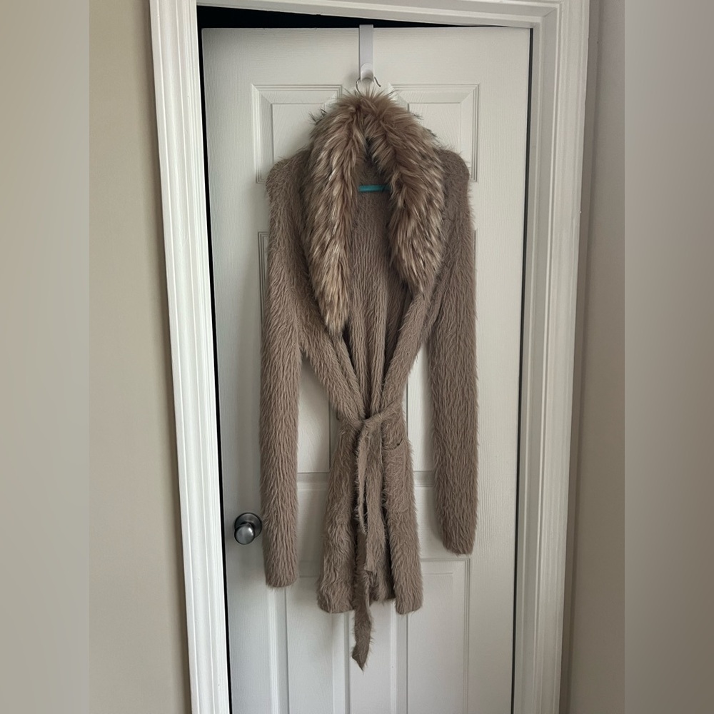 Cozy Tan Teddy Jacket with Faux Fur Collar